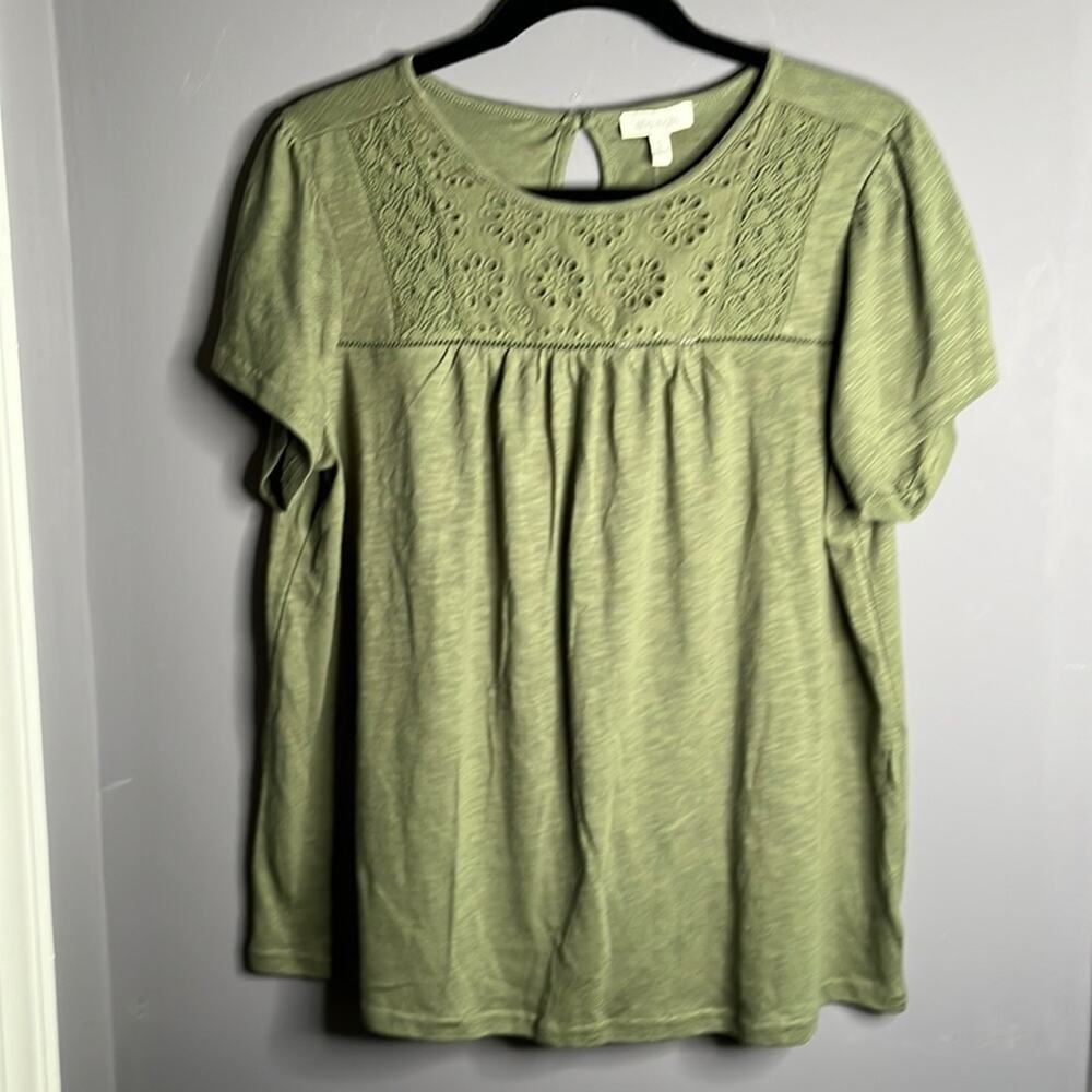 Ella Moss Olive Green Short Sleeve Top Size Small